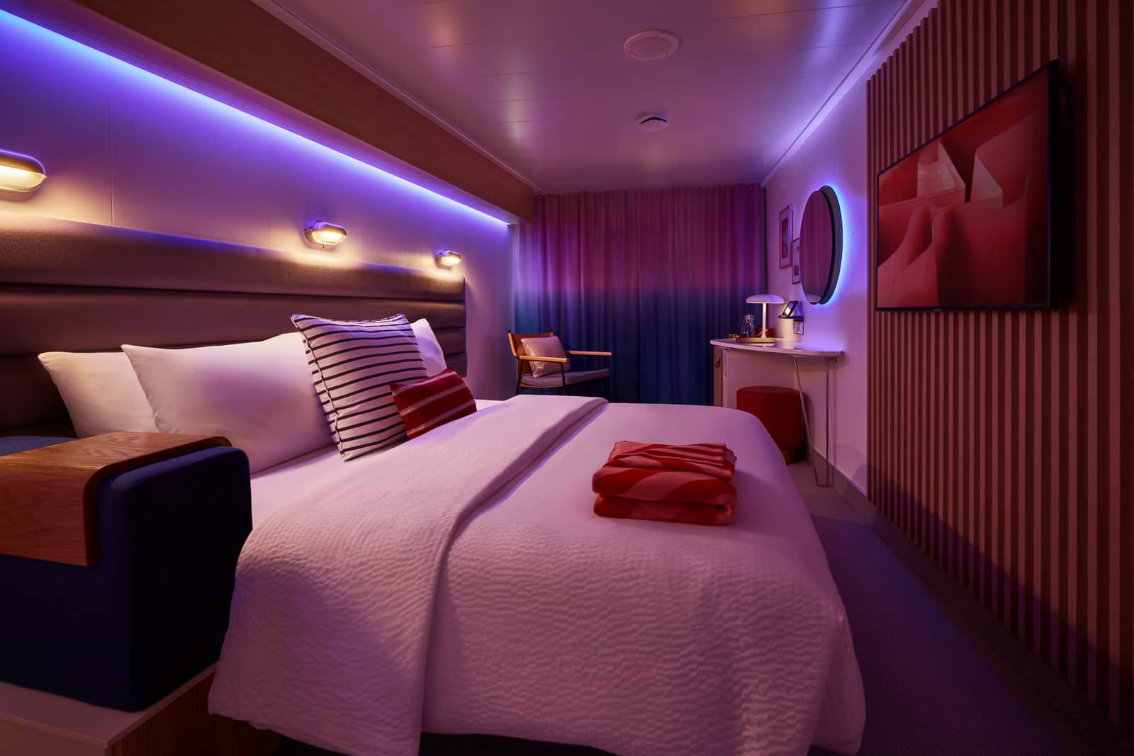 Our Sea Terraces stand out for their flexible wardrobe and storage space, and mood-inspired sensory lighting.
